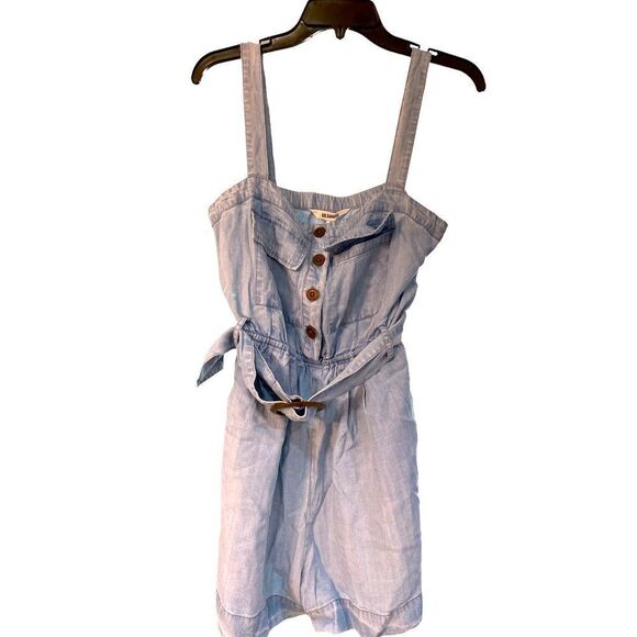 BB DAKOTA light denim buttons pockets belt elastic back adjustable straps - Picture 1 of 4